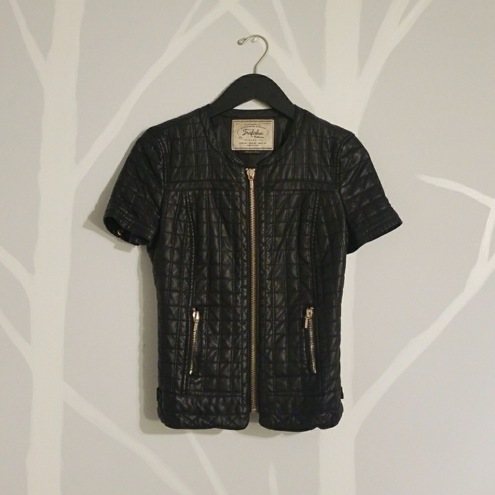 Zara Faux leather short sleeve jacket